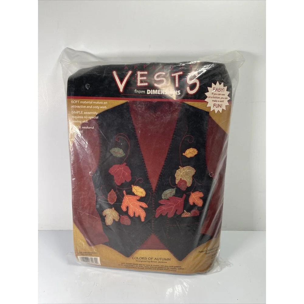 Vintage New DIMENSIONS 62089 Applique Vest Craft Kit‎ 1996 Colors Of Autumn